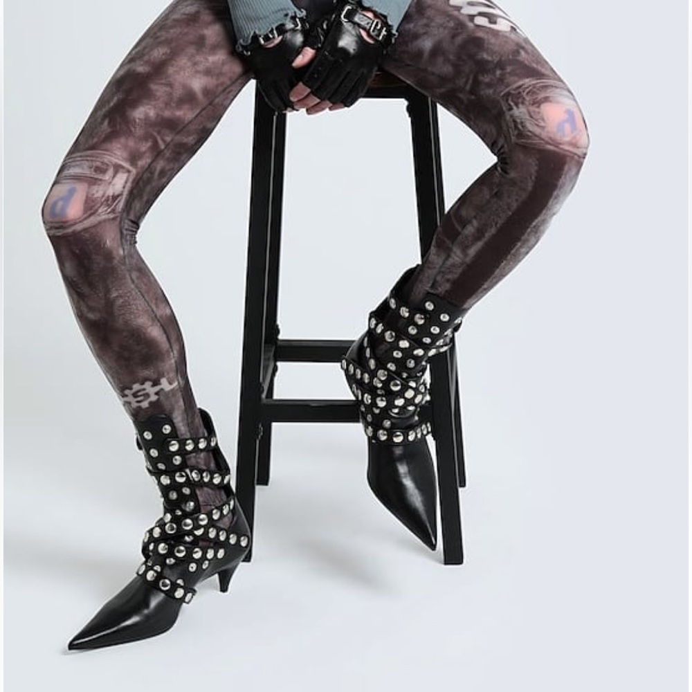 ROCHAS leather boots, Studed